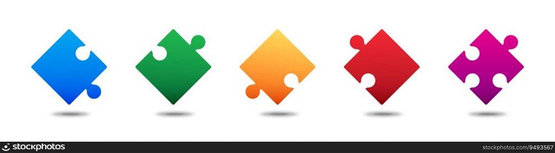 Puzzle icon set. Flat colorful design. Vector illustration.
