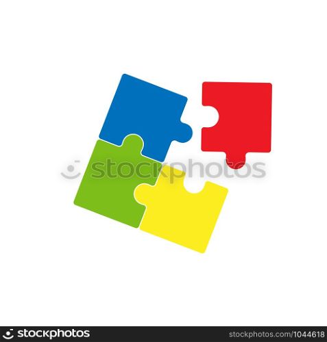 Puzzle icon. Solid colored filled outline. Flat design.