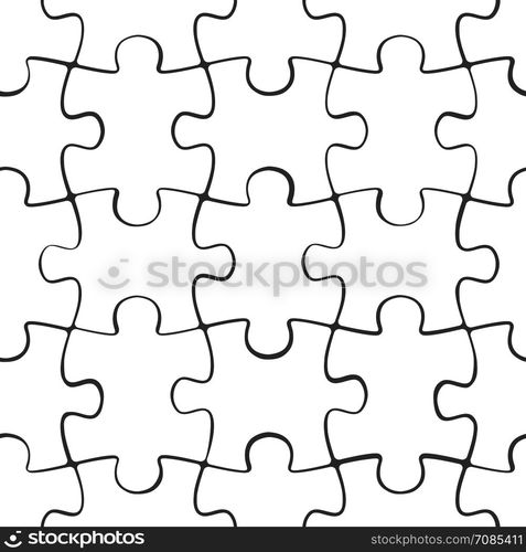 Puzzle jigsaw seamless pattern. Board game square template. Vector illustration.. Puzzle jigsaw seamless pattern