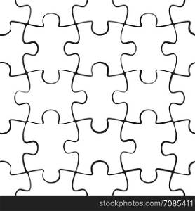 Puzzle jigsaw seamless pattern. Board game square template. Vector illustration.. Puzzle jigsaw seamless pattern