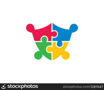 Puzzle logo template vector icon illustration design