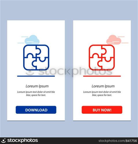 Puzzle, Parts, Strategy, Teamwork Blue and Red Download and Buy Now web Widget Card Template