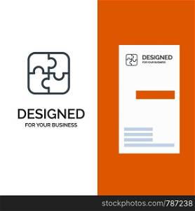 Puzzle, Parts, Strategy, Teamwork Grey Logo Design and Business Card Template