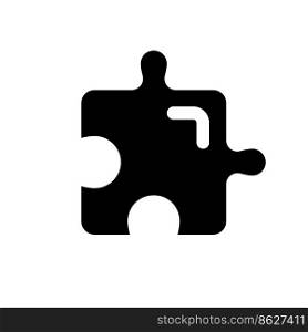 Puzzle piece black glyph ui icon. Riddle. Idea and solution. Business planning. User interface design. Silhouette symbol on white space. Solid pictogram for web, mobile. Isolated vector illustration. Puzzle piece black glyph ui icon