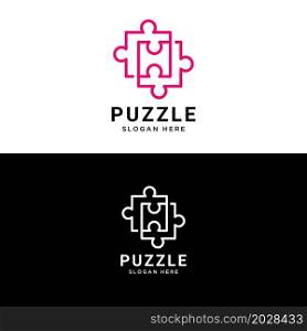 puzzle stylized design logo template