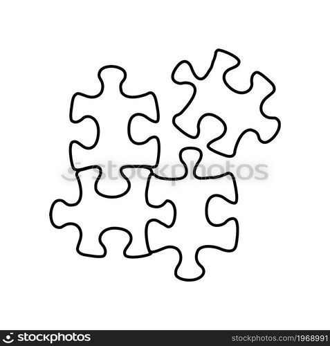 puzzles line icon on white background vector illustration black symbol. puzzles line icon on white background vector illustration black