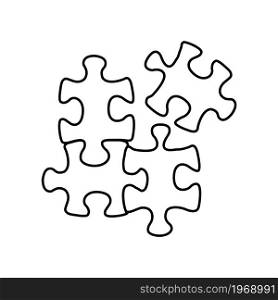 puzzles line icon on white background vector illustration black symbol. puzzles line icon on white background vector illustration black