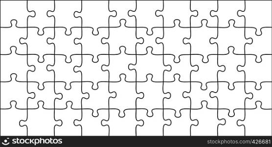 Puzzles pieces. 10x5 jigsaws grid, puzzle shape and join 50 piece game. onundrum scheme or team work success metaphor. Graphic vector illustration template. Puzzles pieces. 10x5 jigsaws grid, puzzle shape and join 50 piece game graphic vector illustration template