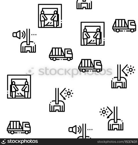 Pvc Window Frames Seamless Pattern Vector Thin Line. Illustrations. Pvc Window Frames Seamless Pattern Vector