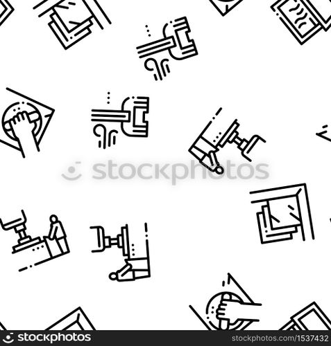 Pvc Window Frames Seamless Pattern Vector Thin Line. Illustrations. Pvc Window Frames Seamless Pattern Vector