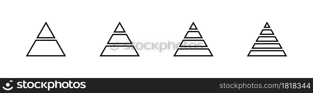 Pyramid chart line icon. Pyramid diagram outline template symbols or logo. Chart infographic elements. Stock vector