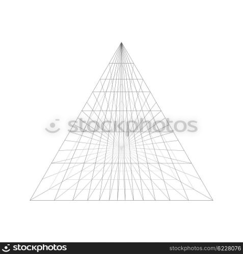 Pyramid construction in perspective isolated on white background.. Pyramid construction in perspective. Pyramid of the connected lines. Pyramid isolated on white background.