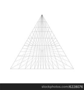 Pyramid construction in perspective isolated on white background.. Pyramid construction in perspective. Pyramid of the connected lines. Pyramid isolated on white background.