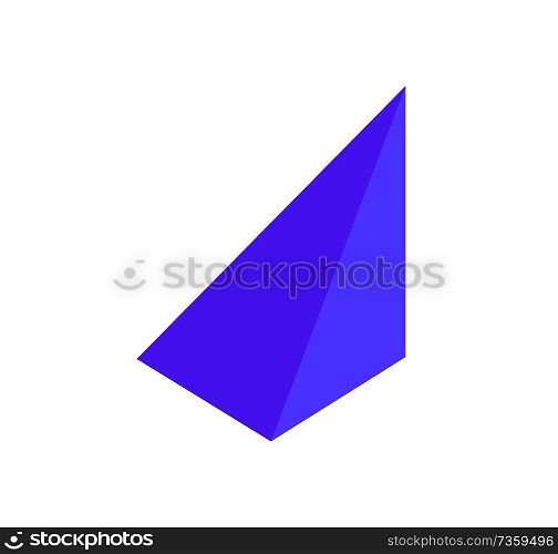 Pyramid geometric shape 3D of purple color with triangles, three dimensional geometry element, object vector illustration isolated on white background. Pyramid Geometric Shape 3D Vector Illustration