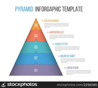 Pyramid infographic template with five elements, vector eps10 illustration. Pyramid Infographics