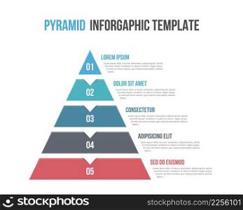 Pyramid infographic template with five elements, vector eps10 illustration. Pyramid Infographics
