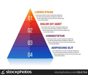 Pyramid infographic template with four elements, soft gradint colors, vector eps10 illustration. Pyramid Infographics