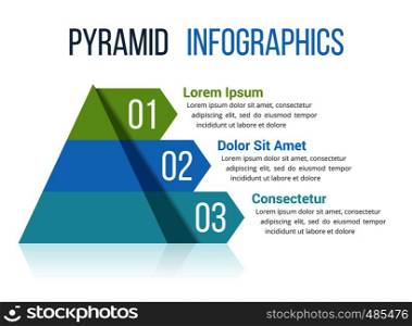 Pyramid infographic template with four elements, vector eps10 illustration. Pyramid Infographics