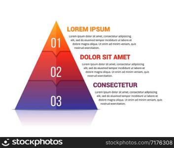 Pyramid infographic template with three elements, soft gradint colors, vector eps10 illustration. Pyramid Infographics