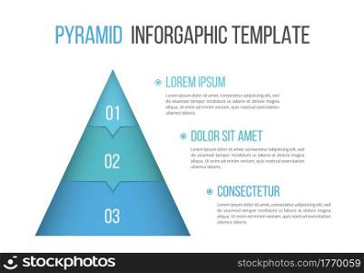 Pyramid infographic template with three elements, vector eps10 illustration. Pyramid Infographics