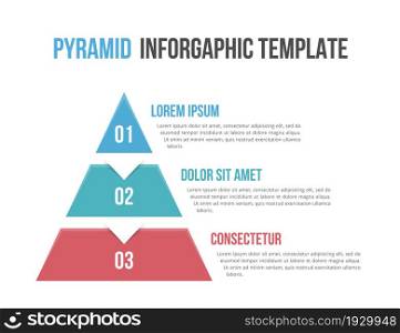 Pyramid infographic template with three elements, vector eps10 illustration. Pyramid Infographics
