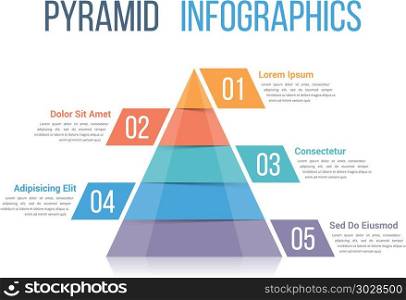 Pyramid Infographics. Pyramid infographic template with five elements, vector eps10 illustration