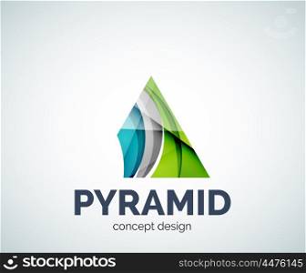 Pyramid logo business branding icon, created with color overlapping elements. Glossy abstract geometric style, single logotype
