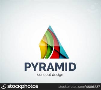 Pyramid logo business branding icon, created with color overlapping elements. Glossy abstract geometric style, single logotype