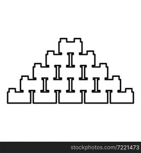 Pyramid of bricks contour outline icon black color vector illustration flat style simple image. Pyramid of bricks contour outline icon black color vector illustration flat style image