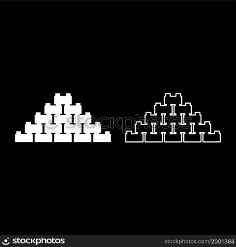 Pyramid of bricks icon white color vector illustration flat style simple image set. Pyramid of bricks icon white color vector illustration flat style image set
