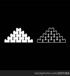 Pyramid of bricks icon white color vector illustration flat style simple image set. Pyramid of bricks icon white color vector illustration flat style image set