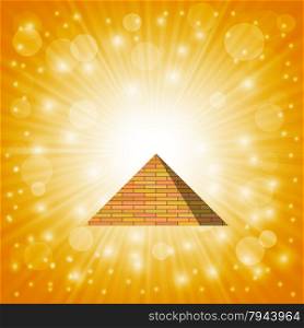 Pyramid on Hot Sun Sky Background for Your Design. Pyramid