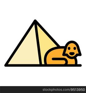 Pyramid sphinx icon outline vector. Ancient egypt. Cairo desert color flat. Pyramid sphinx icon vector flat