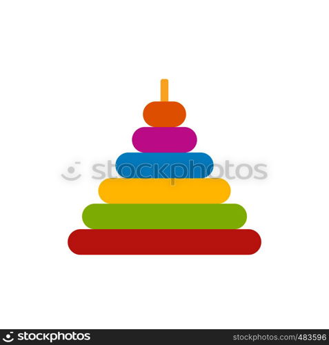 Pyramid toy flat icon isolated on white background. Pyramid toy flat icon