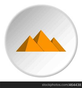 Pyramide icon in flat circle isolated vector illustration for web. Pyramide icon circle