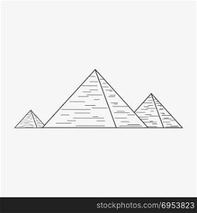 Pyramids flat black outline design icon.