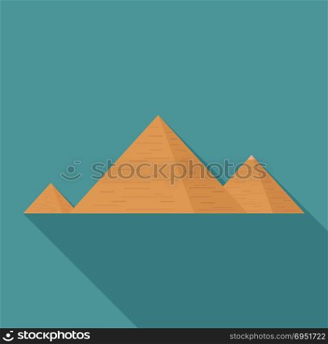 Pyramids flat long shadow design icon.