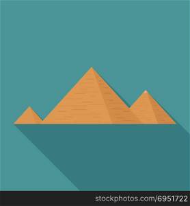 Pyramids flat long shadow design icon.