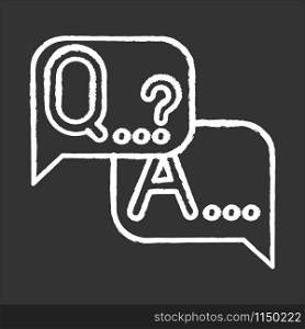Q&A survey chalk icon. Social research. Questions and answers poll. Consumer, customer satisfaction. Feedback. Evaluation. Data collection. Sociology. Isolated vector chalkboard illustration