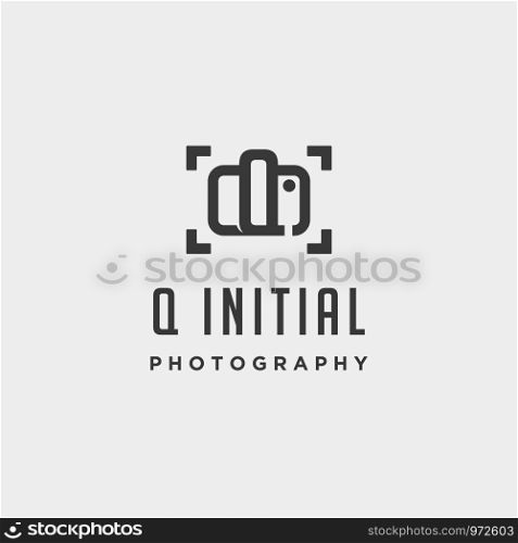 q initial photography logo template vector design icon element. q initial photography logo template vector design
