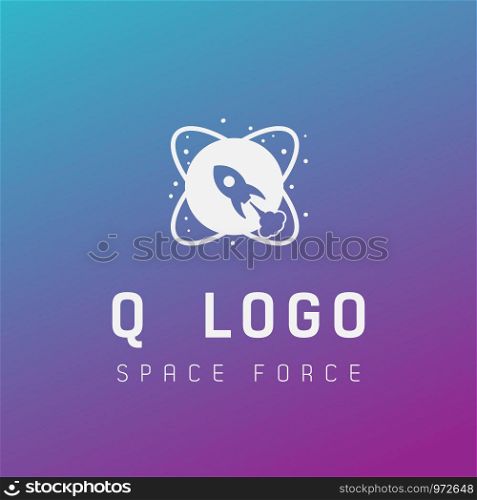 q initial space force logo design galaxy rocket vector in gradient background - vector. q initial space force logo design galaxy rocket vector in gradient background