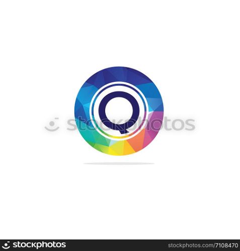 Q Letter colorful logo in the hexagonal. Polygonal letter Q