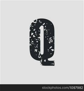 Q letter grunge style simple design. Vector eps10