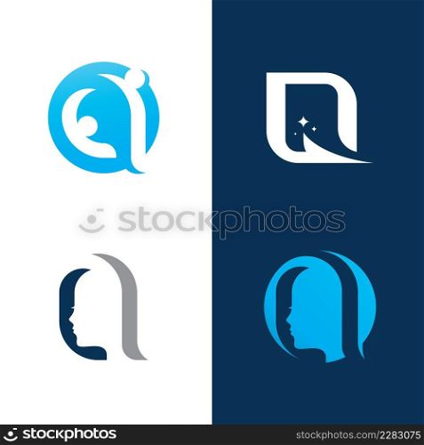 Q letter initial logo vector template design