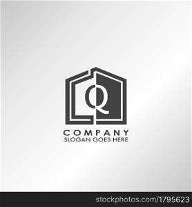 Q letter logo, initial half negative space letter design for business, building and property style.