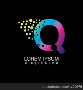 Q Letter Logo with dots gradient design. company Alphabet vector template