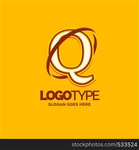 Q Logo Template. Yellow Background Circle Brand Name template Place for Tagline. Creative Logo Design