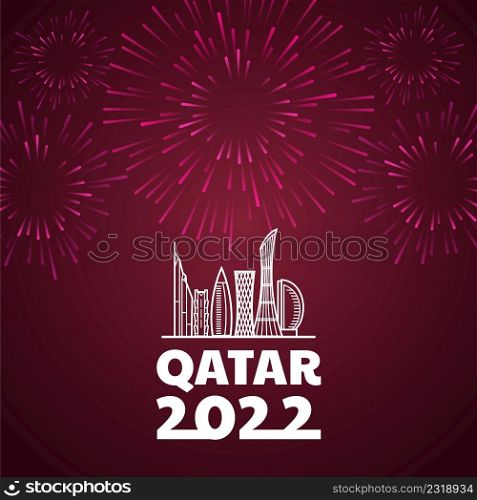 Qatar 2022, celebration fire work background