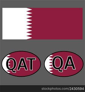Qatar flag and sticker on the car with the acronym QA and QAT, the vector domain of the country