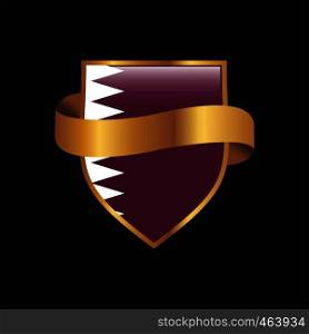 Qatar flag Golden badge design vector